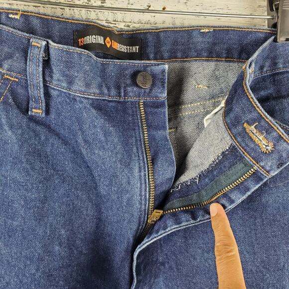Wrangler FR Flame Resistant Men Original Fit Blue Denim Jeans Size 38 x 34 - Picture 2 of 9
